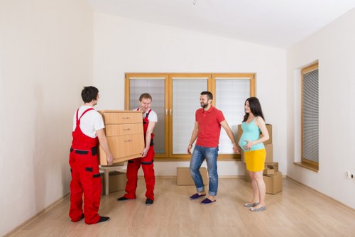 Student moving day with boxes prepared for transport in central London
