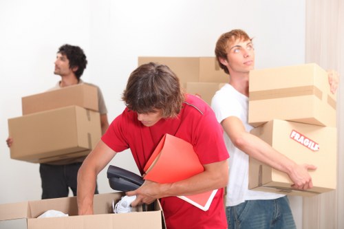 Professional movers handling fragile household items in Knightsbridge