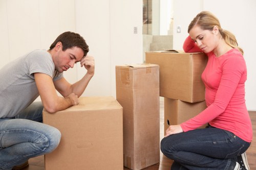 Packing and labelling office items for a Knightsbridge business move